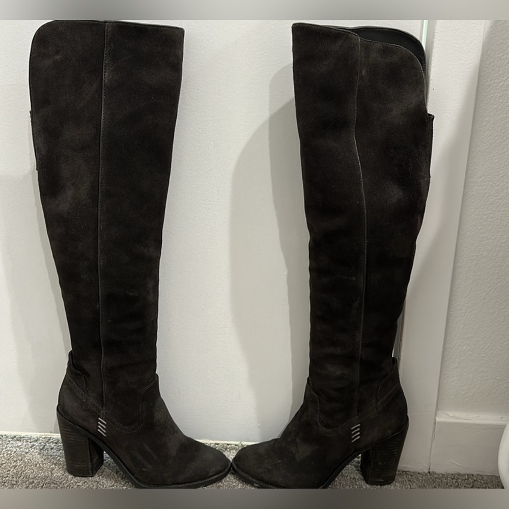 Dolce Vita Black Suede Over the Knee Boots with Block Heel